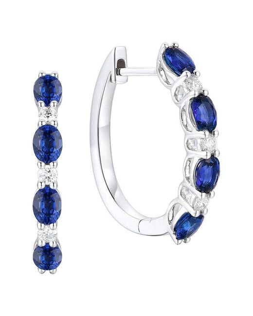 Gregg Ruth Blue 14K 1.73 Ct. Tw. Diamond & Sapphire Huggie Earring