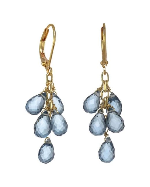 Rachel Reinhardt Jewelry 14k Plated London Blue Quartz Briolette Earrings