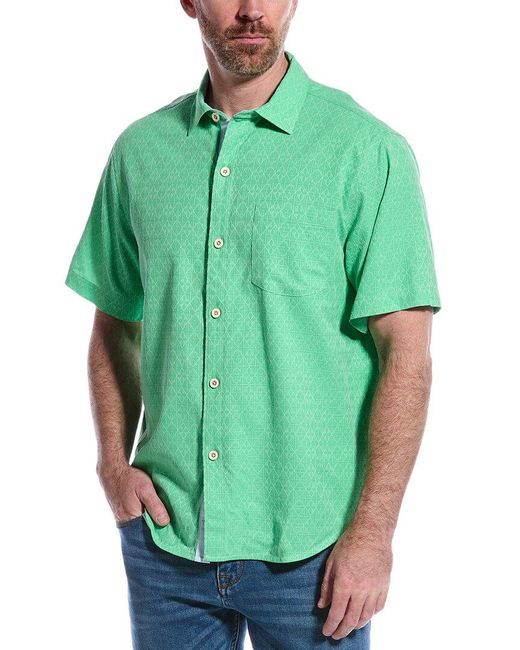 Tommy Bahama Green Diamond Point Silk Shirt for men