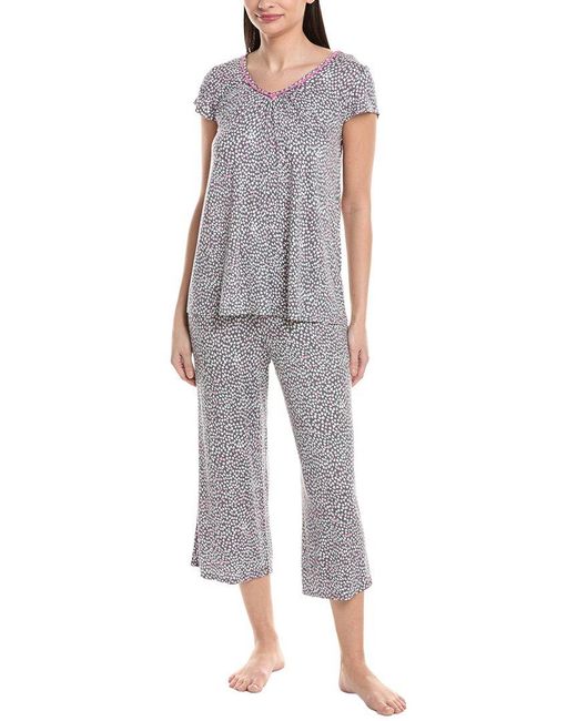 Ellen Tracy Gray 2Pc Cap Sleeve Top & Pant Set