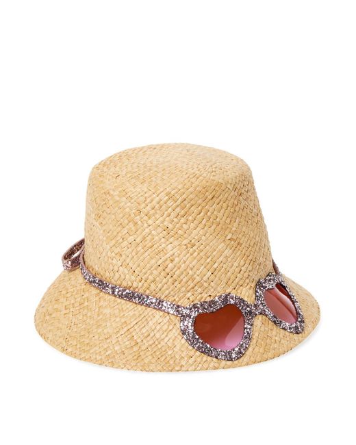 Kate Spade Multicolor Rose Colored Glasses Straw Hat