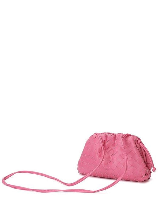 Tiffany & Fred Paris Pink Woven Leather Pouch Shoulder Bag