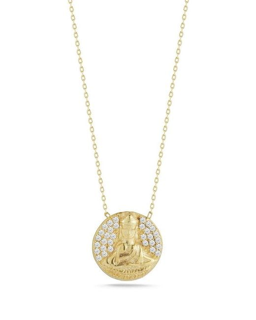 Glaze Jewelry Metallic 14k Over Silver Cz Buddha Necklace