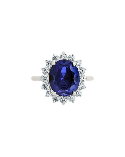 Sterling Forever Blue Cz Sapphire Halo Ring
