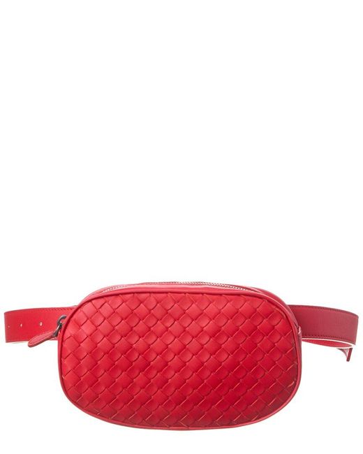 Bottega Veneta Red Intrecciato Leather Belt Bag