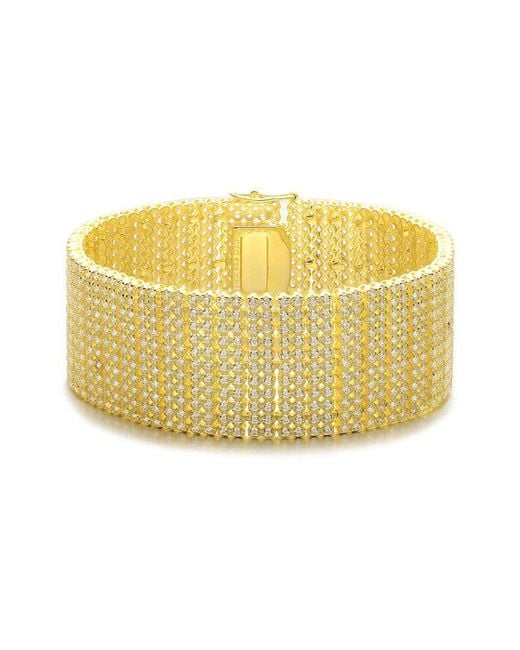 Genevive Jewelry Yellow 14k Over Silver Cz Cuff Bracelet