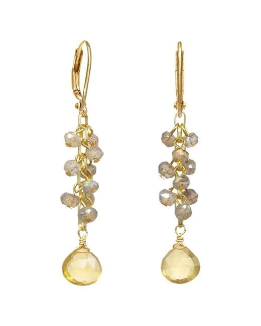 Rachel Reinhardt Jewelry Metallic Gold Over Silver Gemstone Cluster Earrings