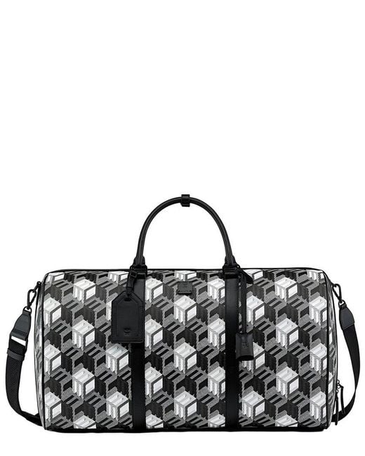 MCM Black Cubic Monogram Coated Canvas Duffel Bag