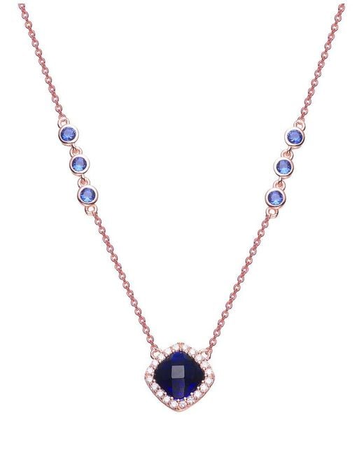 Genevive Jewelry Metallic 18k Rose Gold Plated Cz Necklace