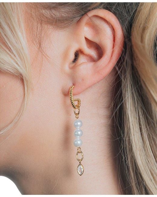 Sterling Forever White Cz Ivanna Charm Dangle Earrings