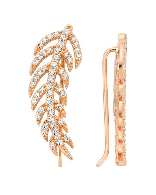 Amorium Natural 18k Rose Gold Vermeil Cz Feather Ear Cuff