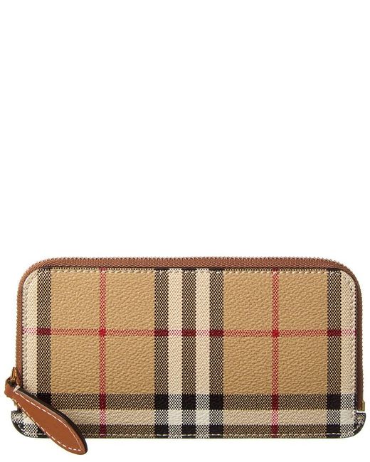 Burberry Brown Vintage Check E-canvas & Leather Coin Purse