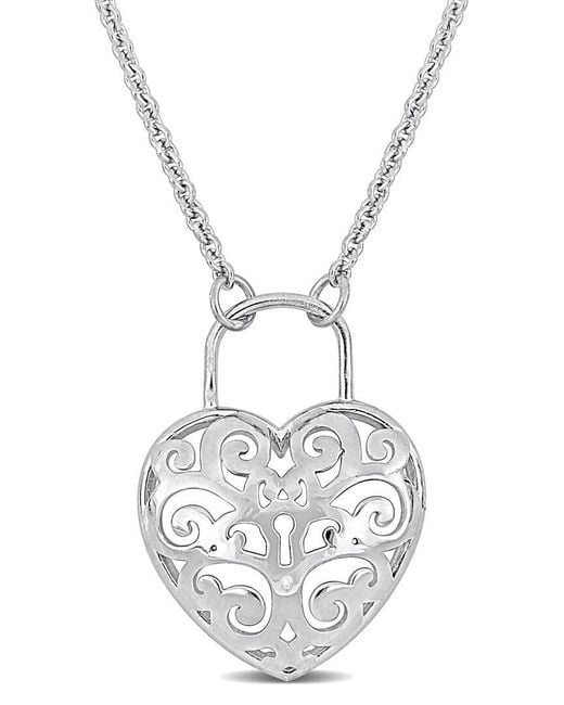 Italian Silver Metallic Heart Lock Pendant