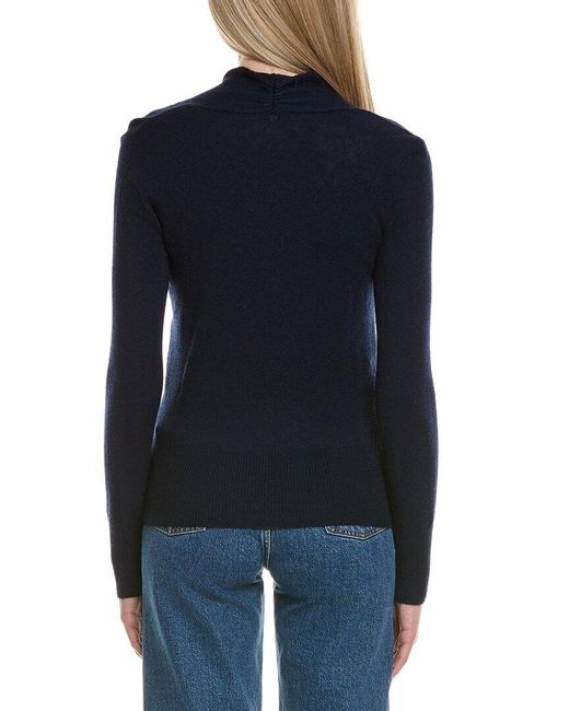 Sofiacashmere Blue Modern Faux Wrap Wool & Cashmere-Blend Sweater