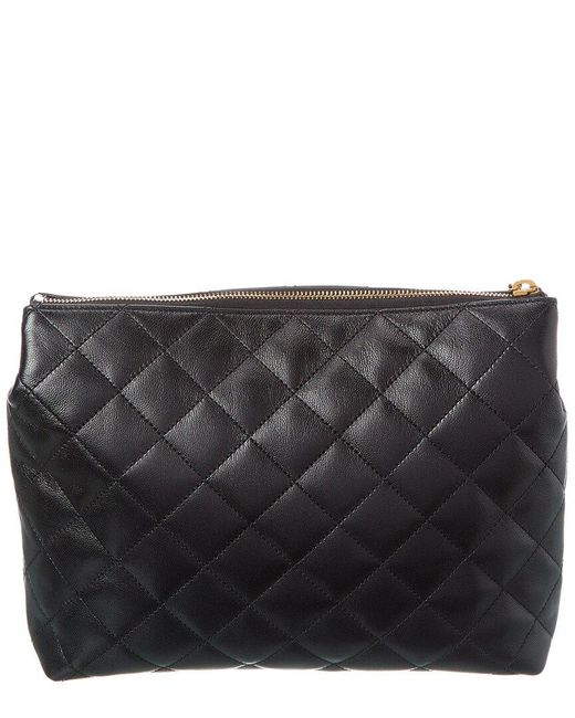 Saint Laurent Black Cassandre Quilted Cosmetic Pouch