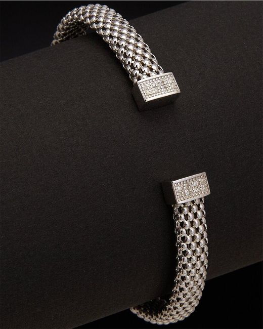 Meshmerise Black 18k Over Silver 0.12 Ct. Tw. Diamond Bangle Bracelet
