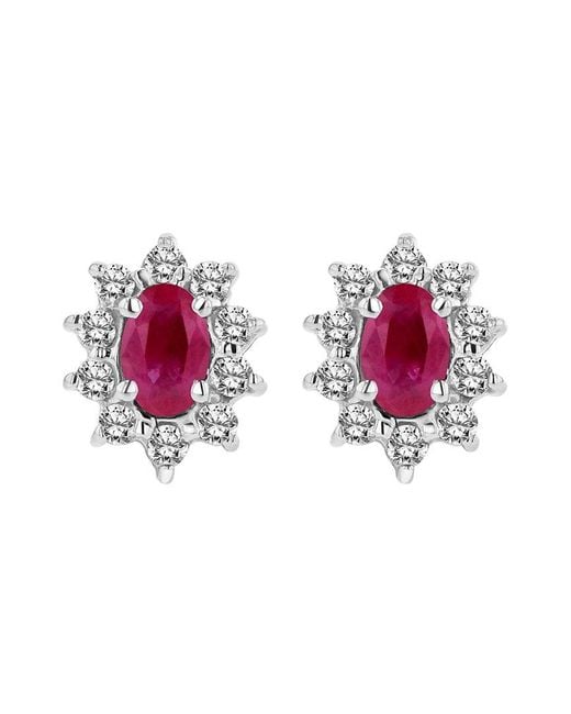 LEVARON Pink 14K 0.70 Ct. Tw. Diamond & Ruby Earrings
