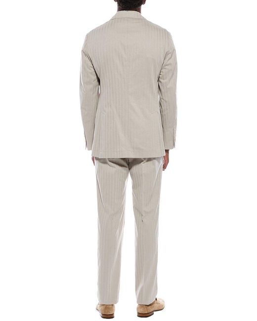Brunello Cucinelli Natural 2pc Silk-blend Suit With Pleated Pant for men
