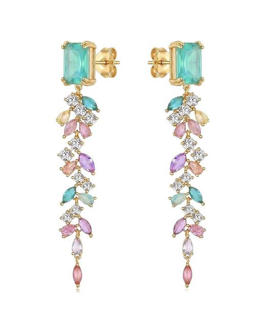 Liv Oliver White 18K Plated 12.20 Ct. Tw. Quartz Earrings