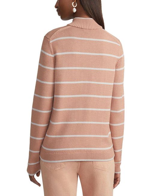 Lafayette 148 New York Pink Bomber Stripe Zip Cardigan