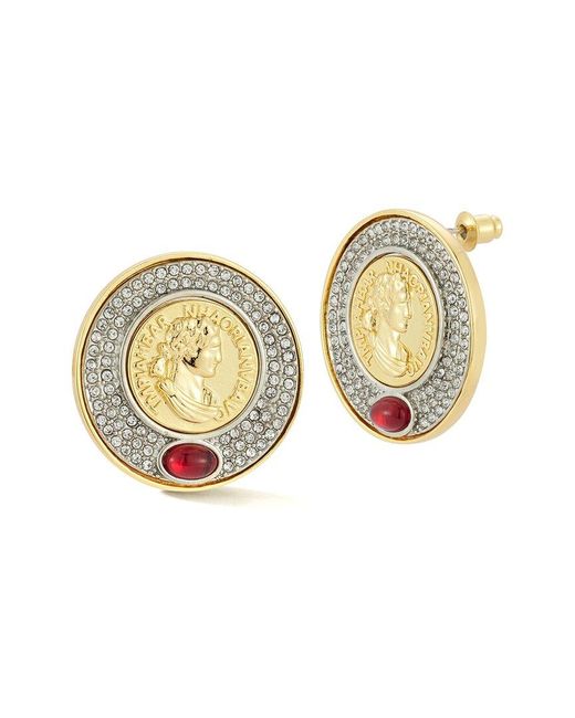 Chloe and Madison Multicolor Plated Cz Vintage Coin Earrings