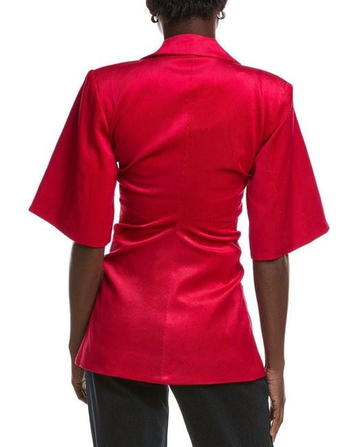 Ganni Red Light Shiny Corduroy Blazer