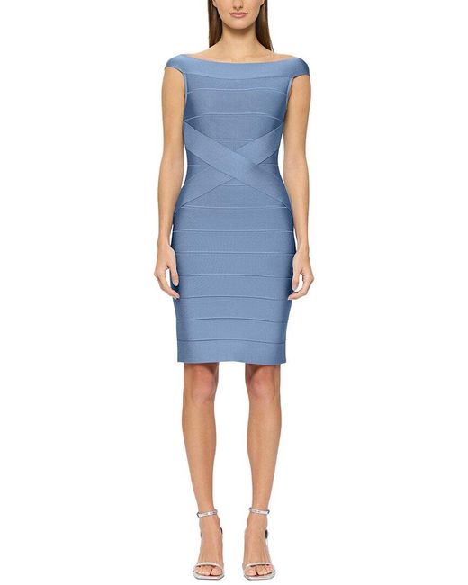 Hervé Léger Blue Knit Dress
