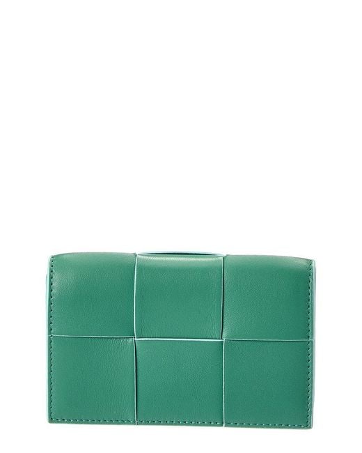 Bottega Veneta Green Maxi Intrecciato Leather Business Card Case