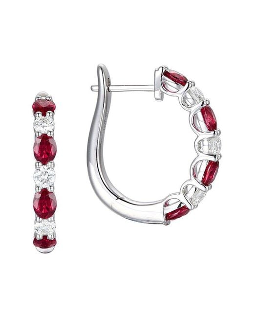 Gregg Ruth Multicolor 14K 2.26 Ct. Tw. Diamond & Ruby Huggie Earring