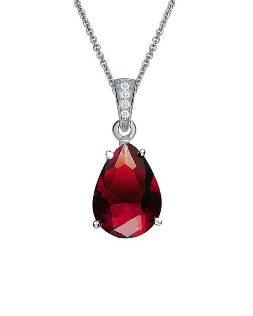 Genevive Jewelry Red 14k White Gold Over Silver Cz Necklace