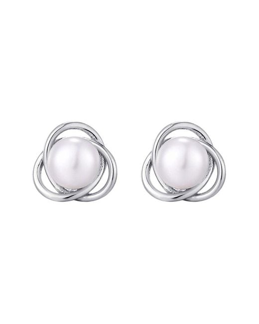 Adornia Metallic Plated 8Mm Pearl Stud Earrings