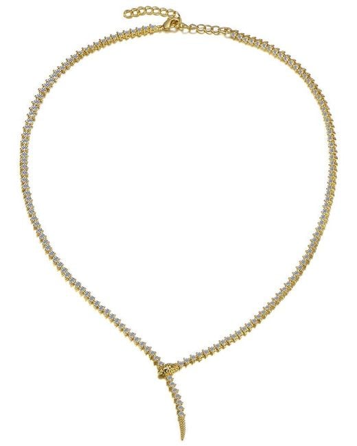 Rachel Glauber Metallic 14k Plated Cz Statement Necklace