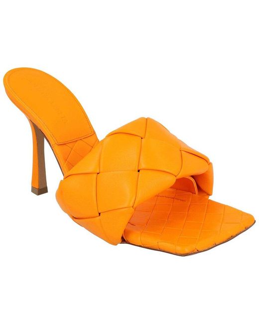 Bottega Veneta Orange Lambskin Leather Lido Mule (Authentic Pre-Loved)