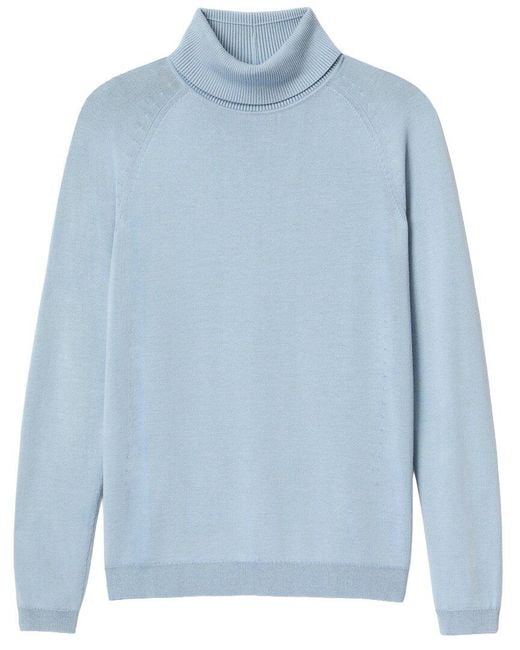 Lafayette 148 New York Blue Plus Raglan Sleeve Turtleneck Sweater