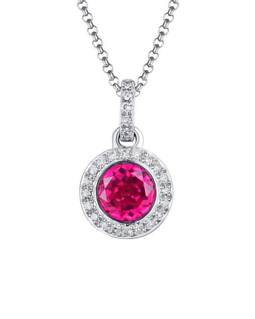 Diana M Pink Fine Jewelry 14k 0.97 Ct. Tw. Diamond & Corundum Necklace