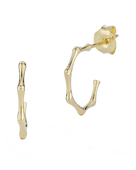 Italian Gold Metallic 14k Bamboo Hoops