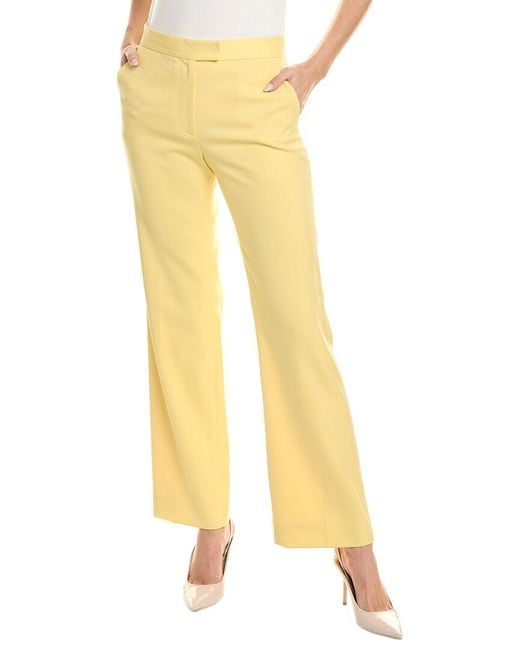 St. John Yellow Silk-lined Wool-blend Suiting Pant