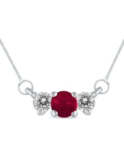 Gemstones Pink 14k 0.35 Ct. Tw. Diamond & Ruby Necklace
