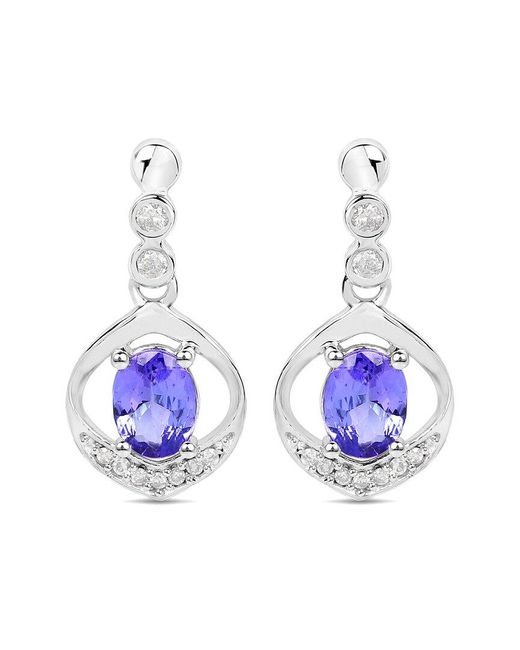 Diana M Blue Fine Jewelry 14k 0.76 Ct. Tw. Diamond & Tanzanite Dangle Earrings