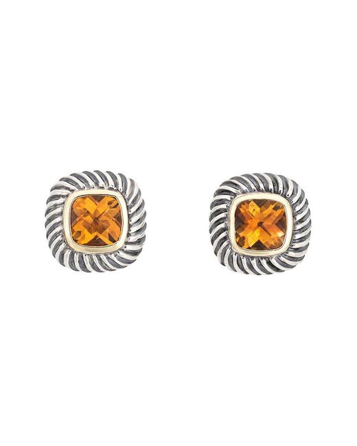 David Yurman Metallic Cable Collection 14K & Citrine Earrings (Authentic Pre- Owned)