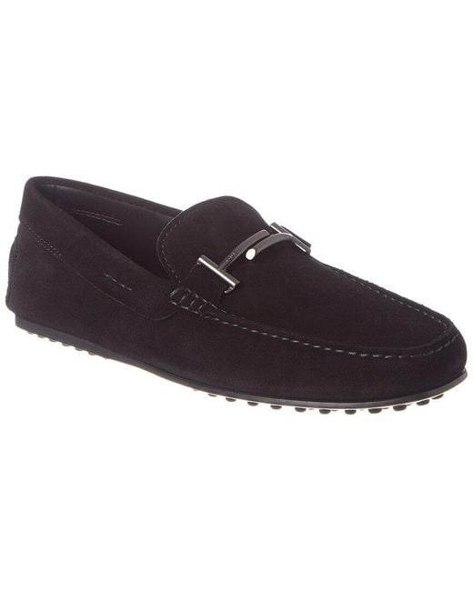 Tod's Black City Gommino Suede Driving Shoe for men