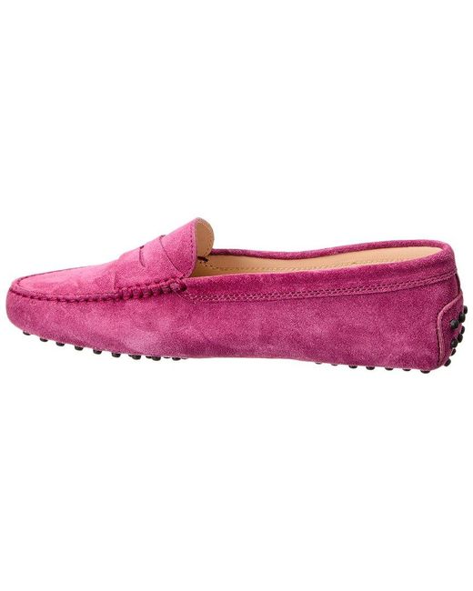 Tod's Pink Gommini Suede Loafer