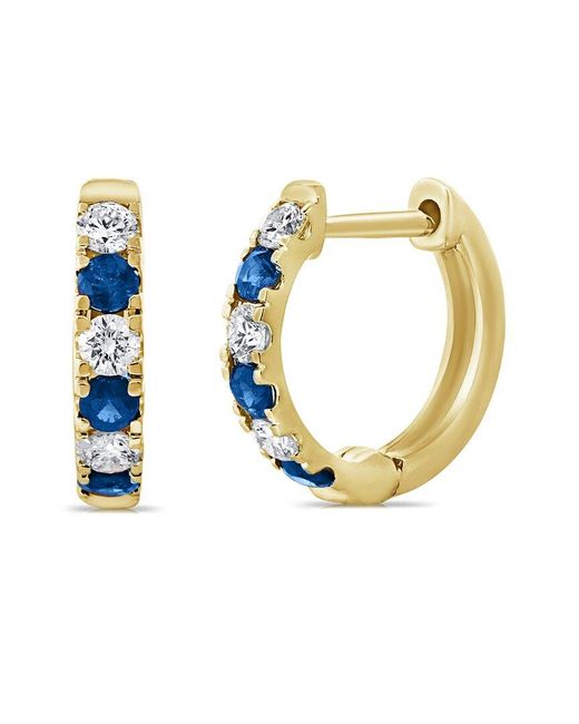 Sabrina Designs Metallic 14k 0.54 Ct. Tw. Diamond & Sapphire Huggie Earrings
