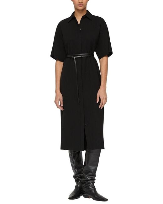 Lafayette 148 New York Black Plus Drop Shoulder Shirtdress