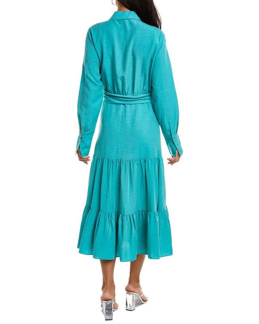 Kobi Halperin Blue Lidia Linen-blend Dress
