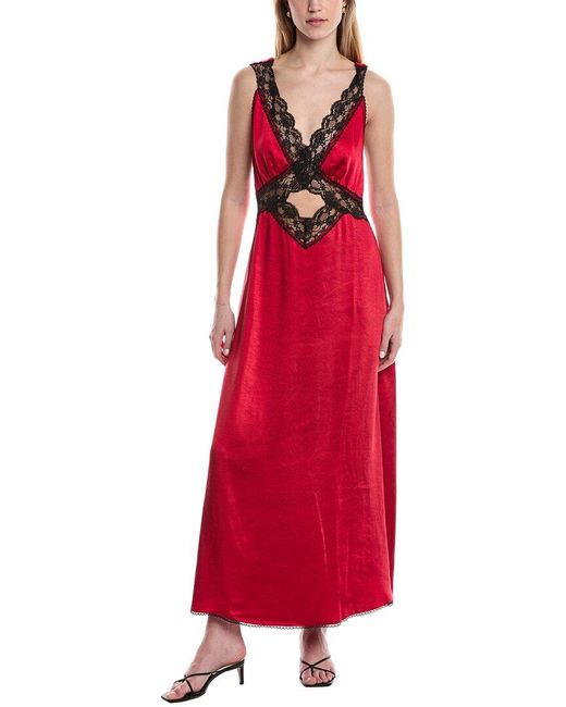Seraphin Red Halter Lace Midi Dress