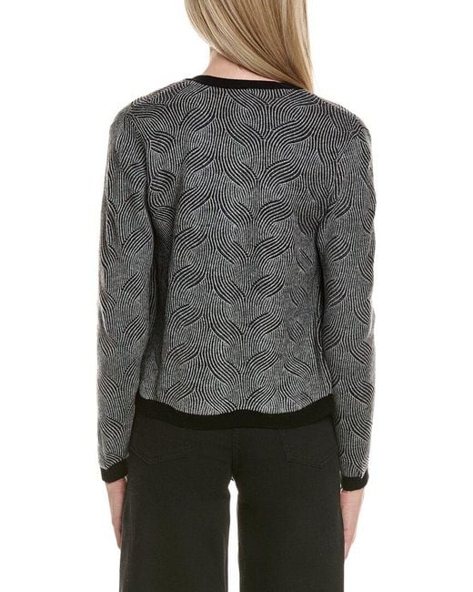 Sofiacashmere Gray Two Tone Brioche Cable Wool & Cashmere-Blend Cardigan
