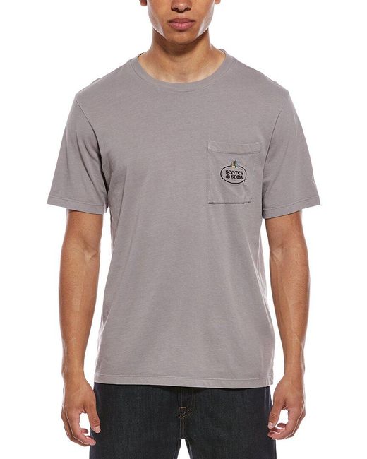 Scotch & Soda Gray Garment-Dyed Pocket T-Shirt for men