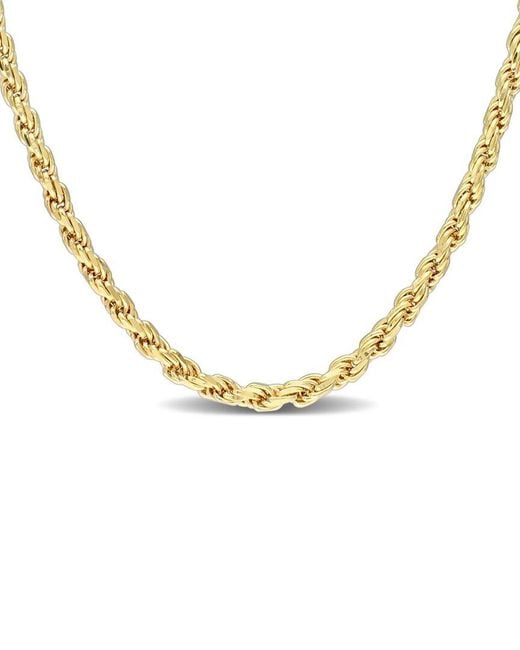 Italian Silver Metallic 18k Over Rope Chain Necklace