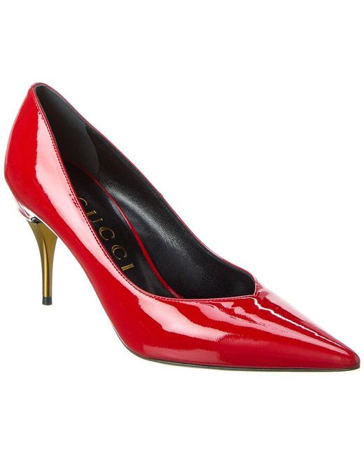 Gucci Logo Patent Pump in Red Lyst